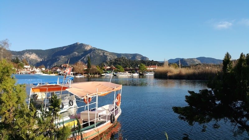 Boats along Dalyan River