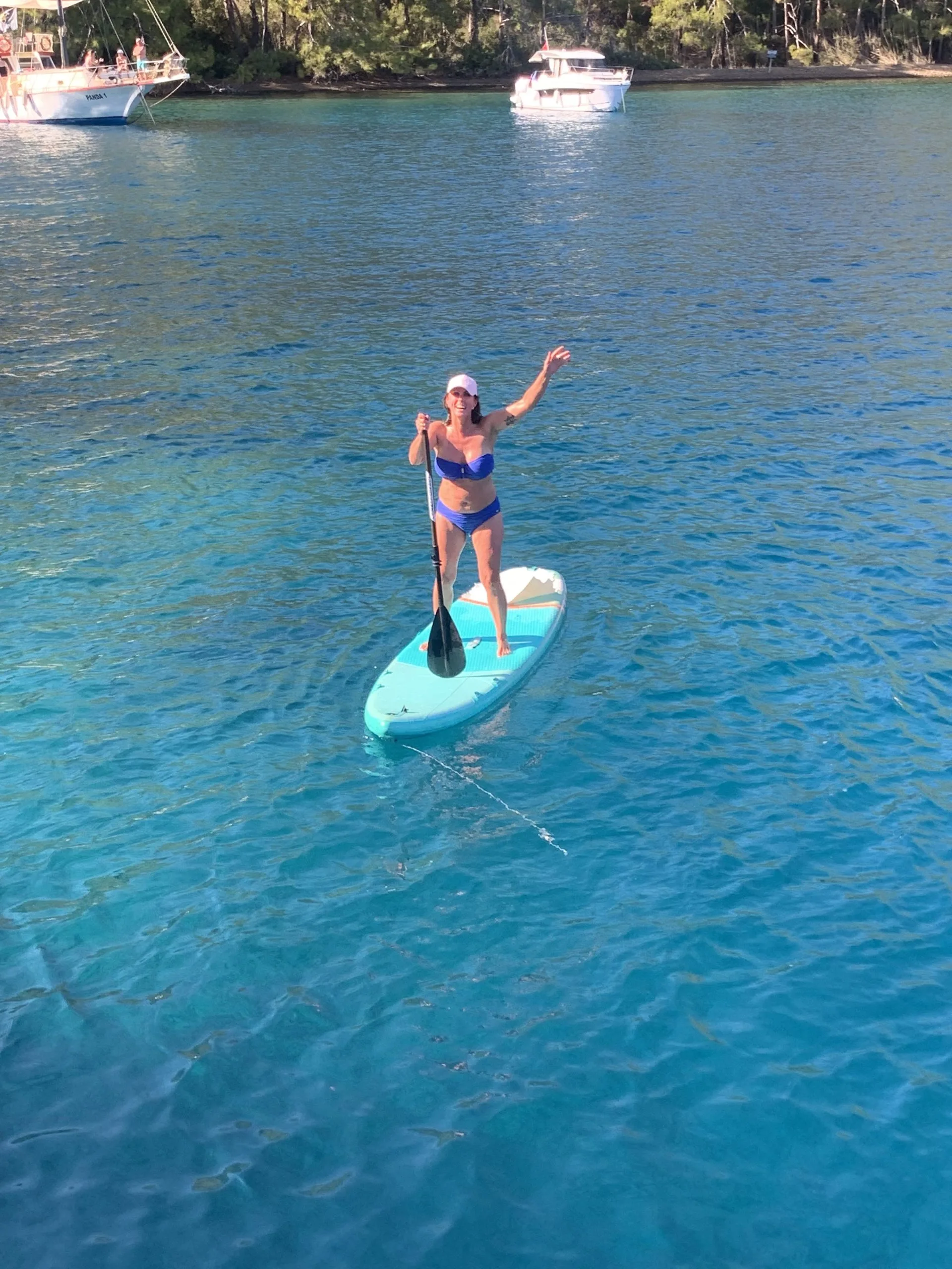 Gocek 12 Islands Boat Trip - Lady sup boarding