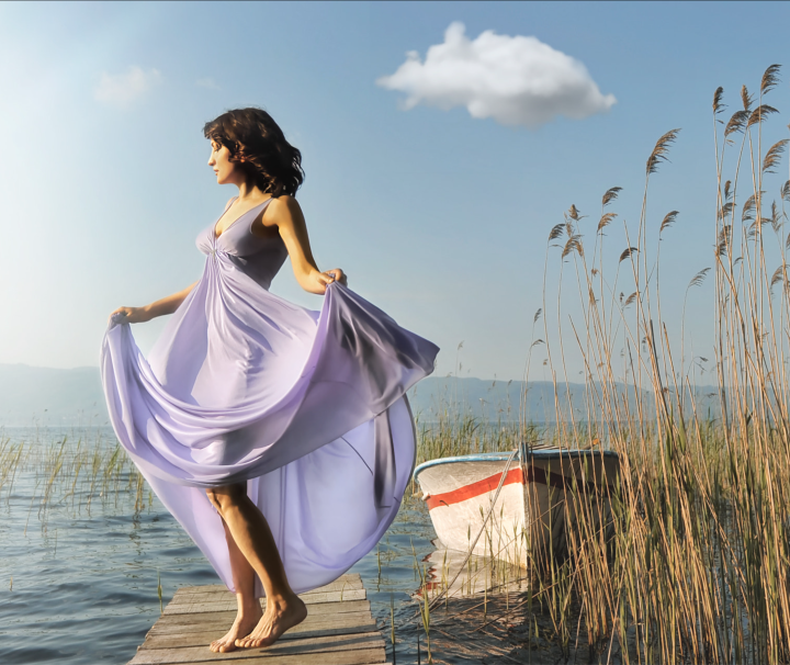 Noon To Moon - evening dalyan Boat Trip - featured Image - beautiful lady with lilac dress