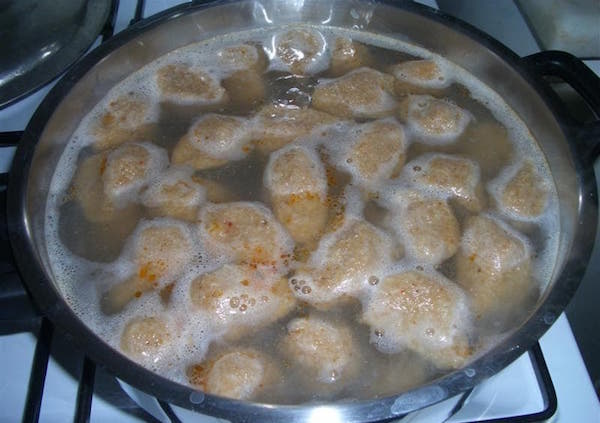 boiling the Kibbah Meatballs