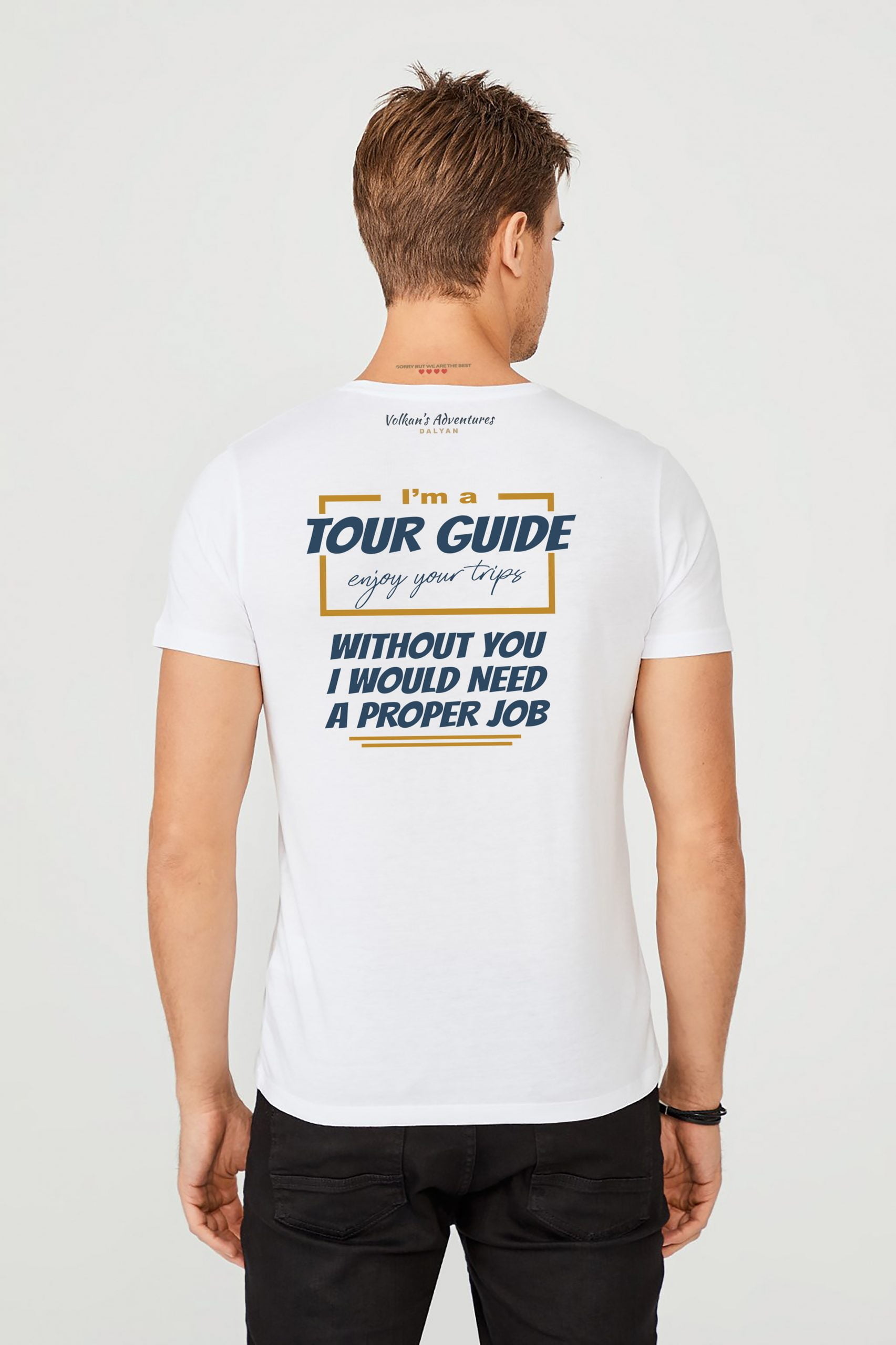 Pornography But Clerk Men's Crewneck "I am a Tour Guide" T-shirt | Volkan's Adventures | Shop