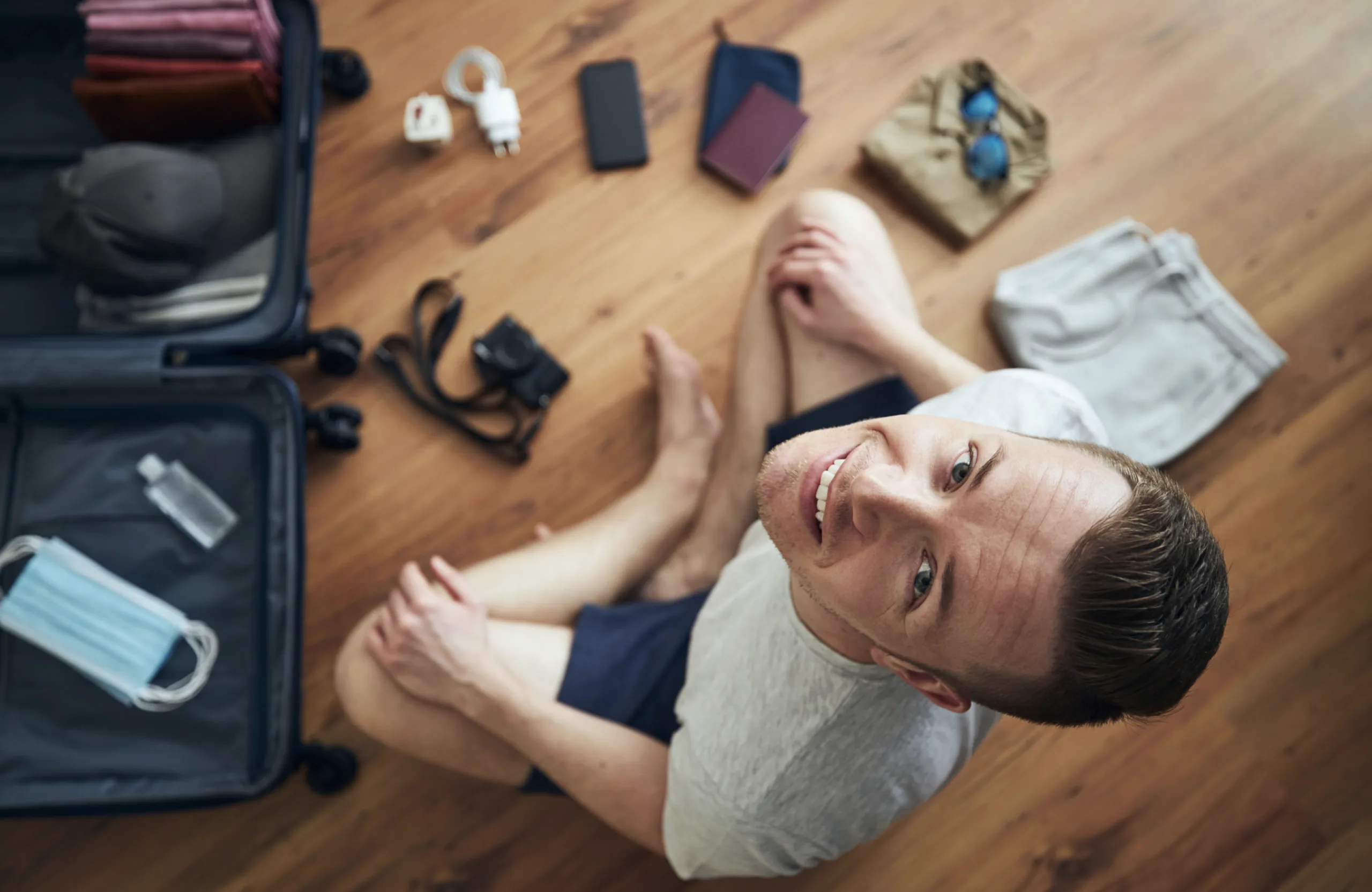 Are you ready to make plans? A man, ready for travelling