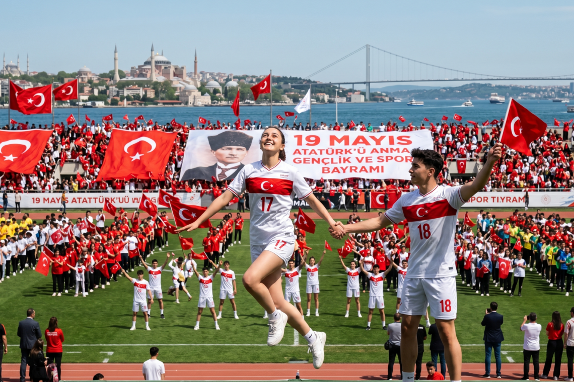 Celebrations of May 19th youth day at a stadium