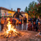 People jumping over the fire for hidrellez