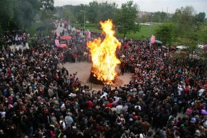 A big crowd gathered around hidrellez fire