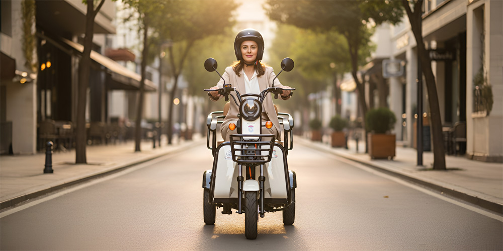 Lady driving motorbike